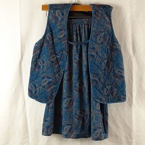 Fire Islander Petites Womens 2 Piece Set Velour Skirt & Vest Size 10 Paisley